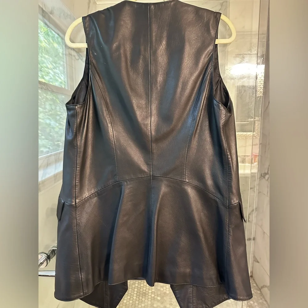 Vintage Dona Karan NY Long Learher Vest - Picture 4 of 4